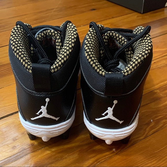Nike Air Jordan 10 Mid Football Cleats Black Gold - Picture 5 of 7